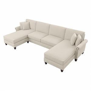coventry 131w sectional with double chaise in cream herringbone fabric