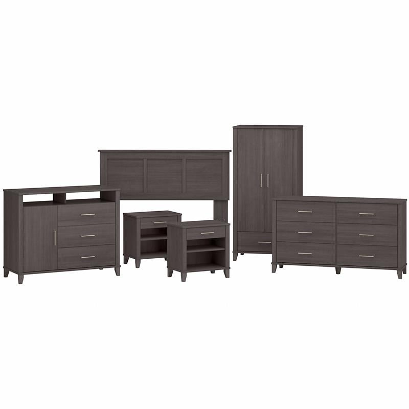 Somerset 6 Piece Full/Queen Size Bedroom Set in Storm Gray Engineered