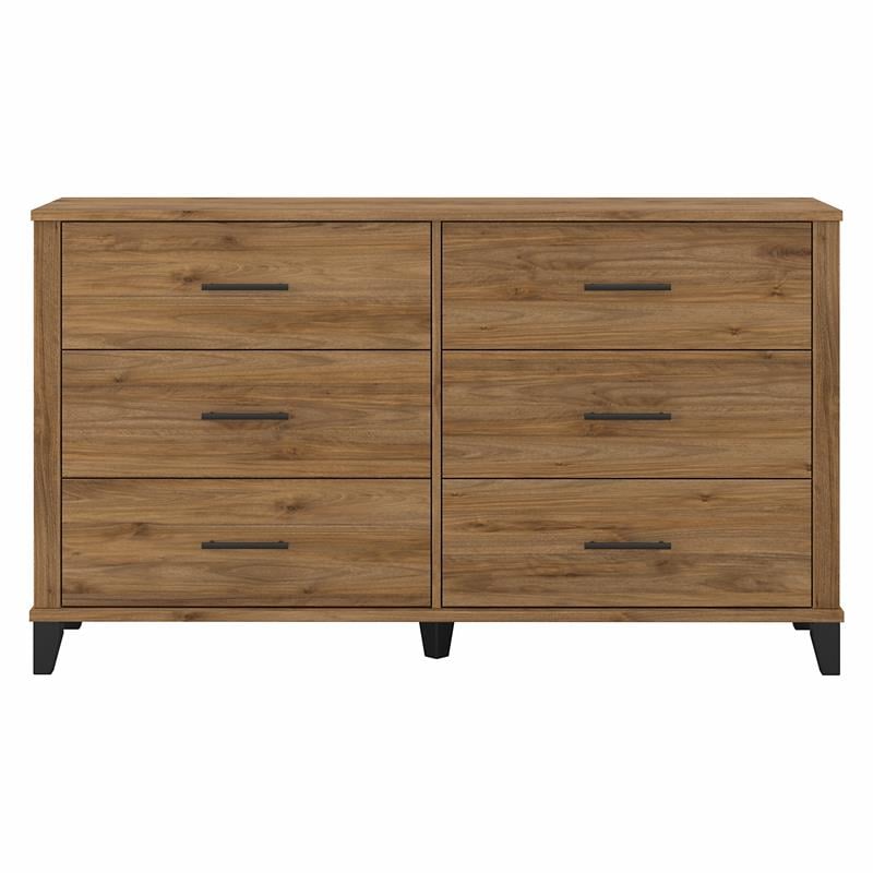 Somerset 6 Drawer Dresser in Fresh Walnut Engineered Wood