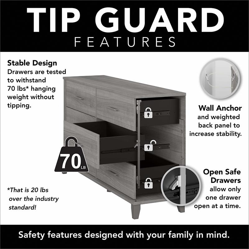 Somerset 6 Drawer Dresser in Platinum Gray - Engineered Wood