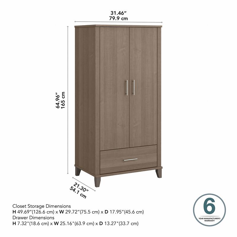 Somerset Tall Entryway Cabinet with Doors in Ash Gray - Engineered Wood
