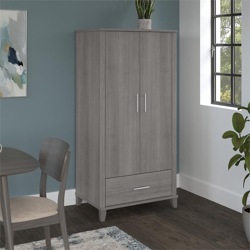 Somerset Tall Kitchen Pantry Cabinet in Platinum Gray - Engineered Wood