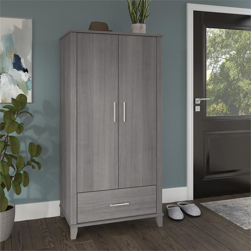 Somerset Tall Entryway Cabinet with Doors in Platinum Gray - Engineered ...