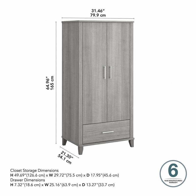 Somerset Tall Storage Cabinet with Doors in Platinum Gray - Engineered Wood