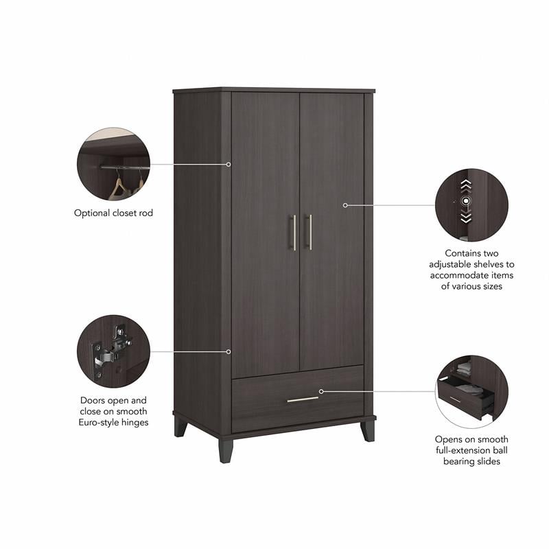 Somerset Tall Kitchen Pantry Cabinet in Storm Gray - Engineered Wood