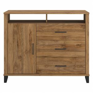 Somerset 3 Drawer Dresser TV Stand in Fresh Walnut - Engineered Wood
