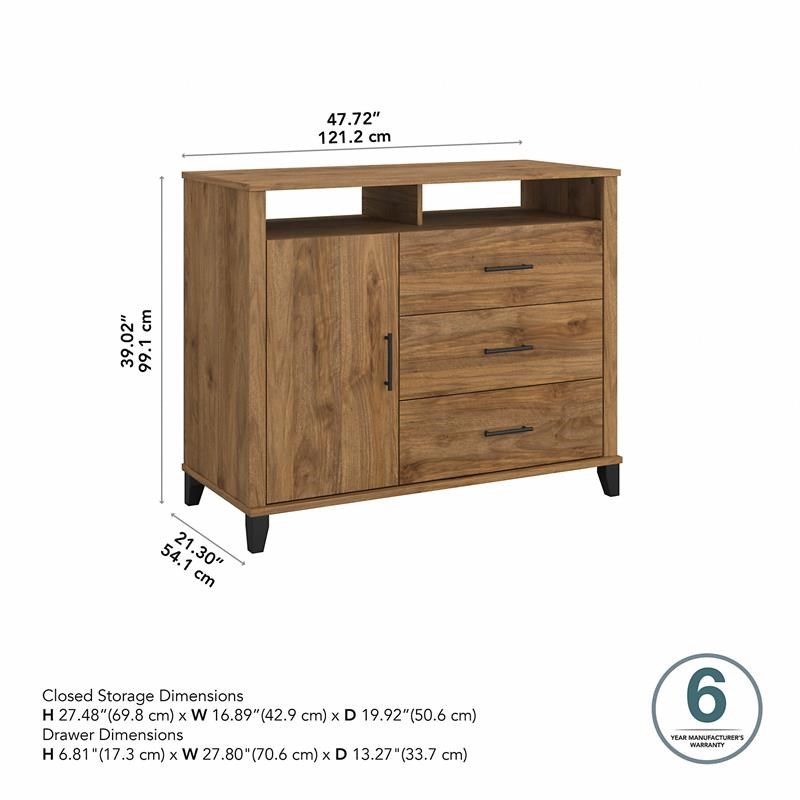 Somerset Tall TV Stand with Storage in Fresh Walnut - Engineered Wood