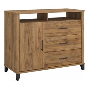 Somerset Tall TV Stand with Storage in Fresh Walnut - Engineered Wood