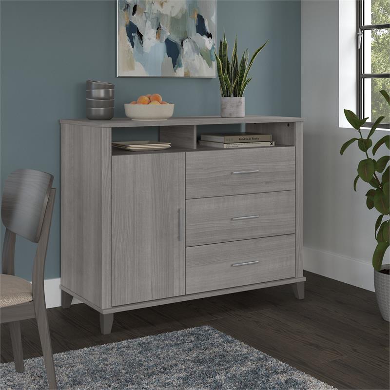 Somerset Tall Sideboard Buffet Cabinet in Platinum Gray - Engineered Wood