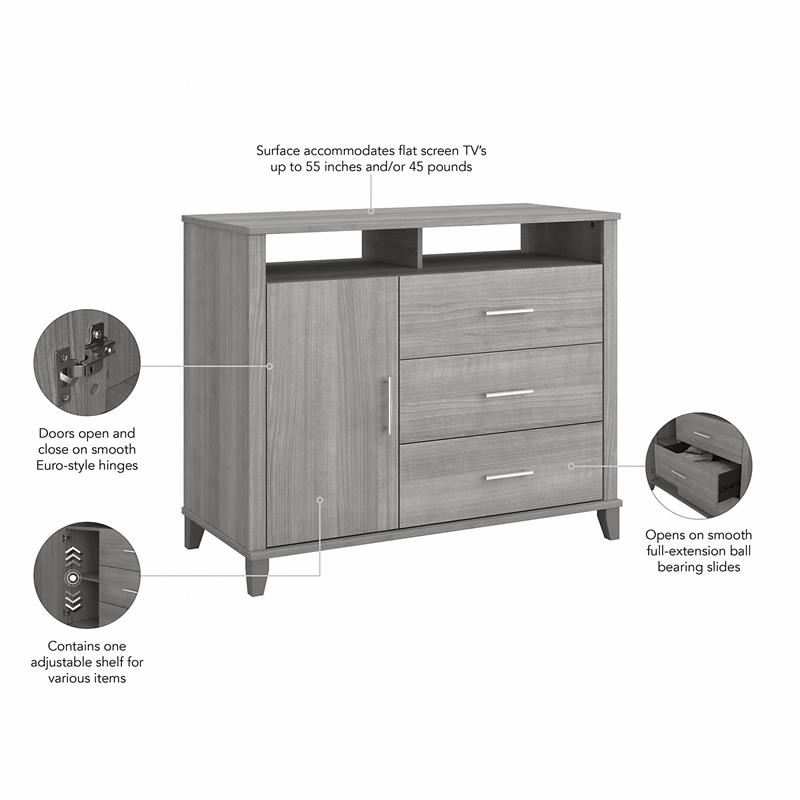 Somerset Tall Sideboard Buffet Cabinet in Platinum Gray - Engineered Wood
