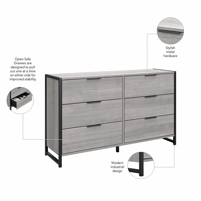 Atria 5 Piece Full/Queen Modern Bedroom Set in Platinum Gray - Engineered Wood