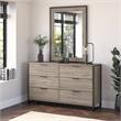 Atria 6 Drawer Modern Engineered Wood Dresser with Mirror in Gray