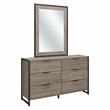 Atria 6 Drawer Modern Engineered Wood Dresser with Mirror in Gray