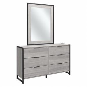 Atria 6 Drawer Dresser with Mirror in Platinum Gray - Engineered Wood