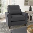 Hudson Accent Chair with Arms in Charcoal Gray Herringbone Fabric