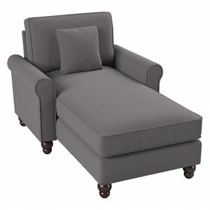 Hudson Chaise Lounge with Arms in French Gray Herringbone Fabric