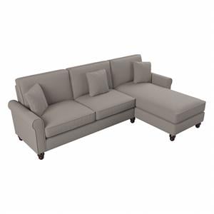 Hudson 102W Sectional Couch with Chaise in Beige Herringbone Fabric