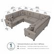 Hudson 113W U Shaped Sectional Couch in Beige Herringbone Fabric