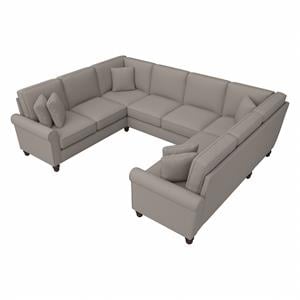 Hudson 113W U Shaped Sectional Couch in Herringbone Fabric