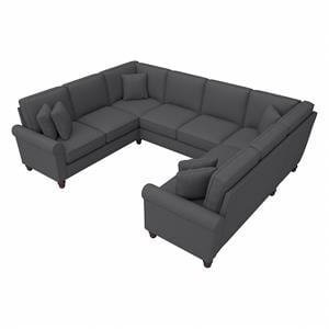 hudson 113w u shaped sectional couch in herringbone fabric