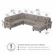 Hudson 128W U Shaped Couch with Chaise in Beige Herringbone Fabric