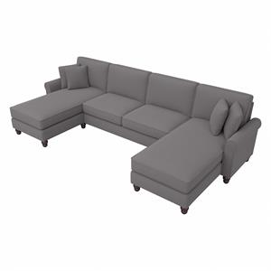 Hudson Sectional Couch with Double Chaise in French Gray Herringbone Fabric