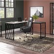 City Park 60W Industrial L Shaped Desk in Dark Gray Hickory - Engineered Wood
