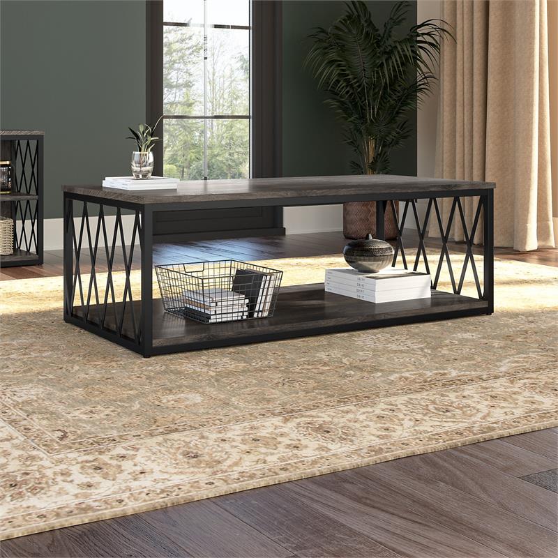 City Park Industrial Coffee Table in Dark Gray Hickory - Engineered Wood