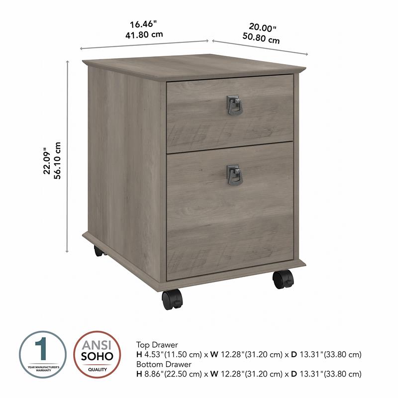 Homestead Farmhouse Mobile File Cabinet in Driftwood Gray - Engineered Wood