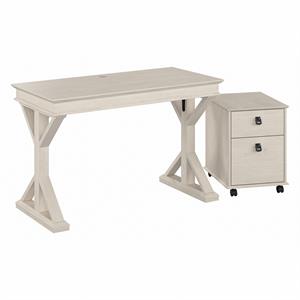 Homestead 48W Writing Desk with Drawers in Linen White Oak - Engineered Wood