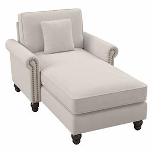 Coventry Chaise Lounge with Arms in Light Beige Microsuede