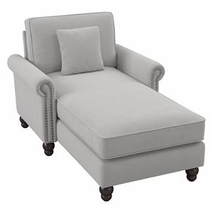 coventry chaise lounge with arms in light gray microsuede