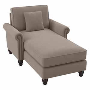 coventry chaise lounge with arms in tan microsuede