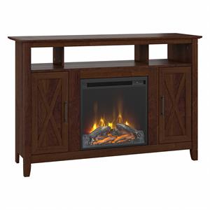 key west tall electric fireplace tv stand in bing cherry - engineered wood