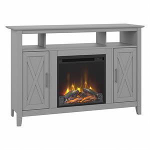 key west tall electric fireplace tv stand in cape cod gray - engineered wood
