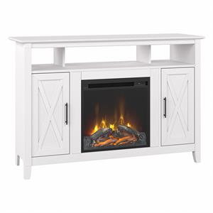 key west tall electric fireplace tv stand in pure white oak - engineered wood
