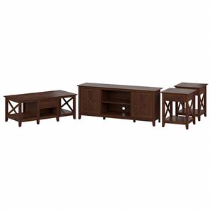 key west tv stand with coffee and end tables in bing cherry - engineered wood