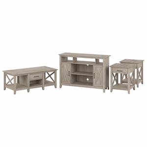key west tall tv stand with living room tables in washed gray - engineered wood