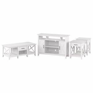 key west tall tv stand with living room tables in white oak - engineered wood