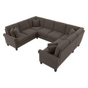 coventry 113w u shaped sectional couch in chocolate brown microsuede