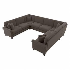 coventry 125w u shaped sectional couch in chocolate brown microsuede