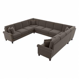 coventry 137w u shaped sectional couch in chocolate brown microsuede