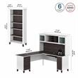 Somerset 72W L Desk with Hutch and Bookcase in White/Gray - Engineered Wood