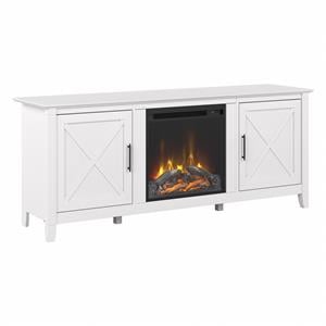 key west electric fireplace tv stand in pure white oak - engineered wood