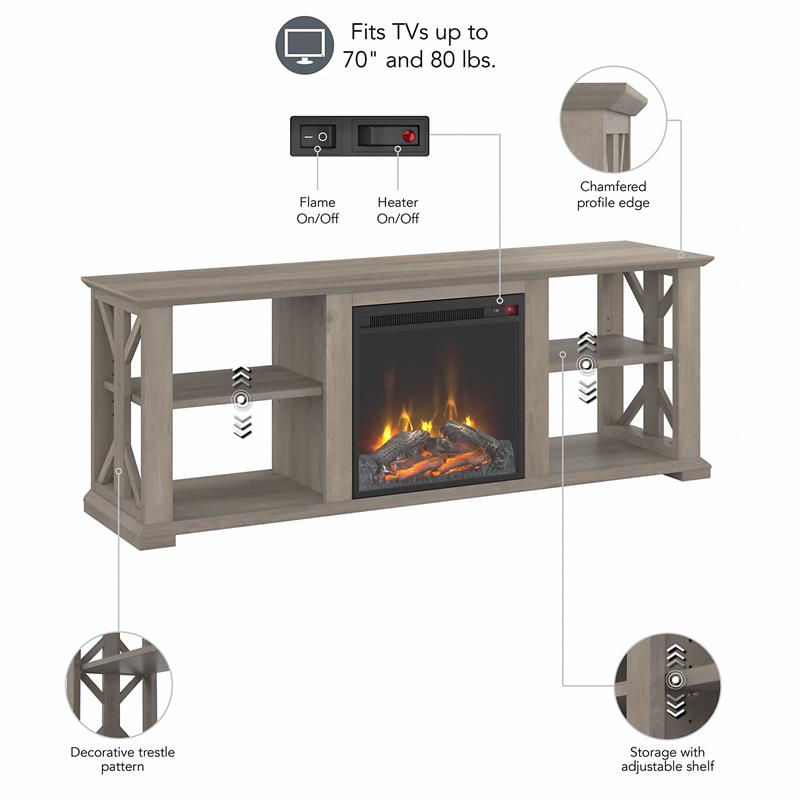 Homestead Electric Fireplace TV Stand in Driftwood Gray - Engineered Wood