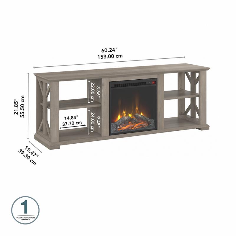 Homestead Electric Fireplace TV Stand in Driftwood Gray - Engineered Wood