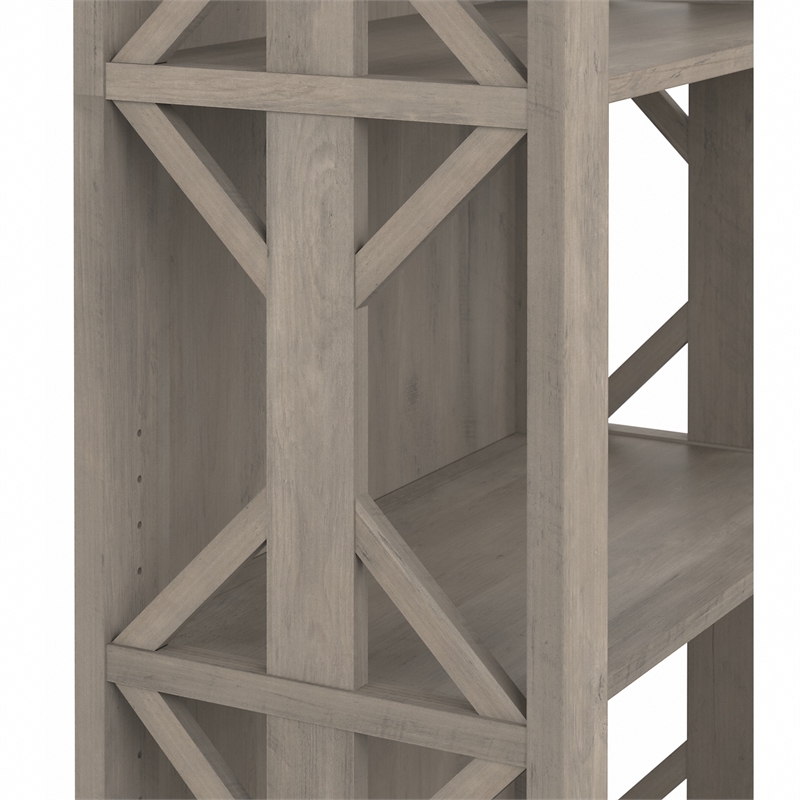 Homestead Farmhouse TV Stand with Bookcases in Driftwood Gray - Engineered Wood