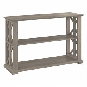 homestead console table with shelves in driftwood gray - engineered wood