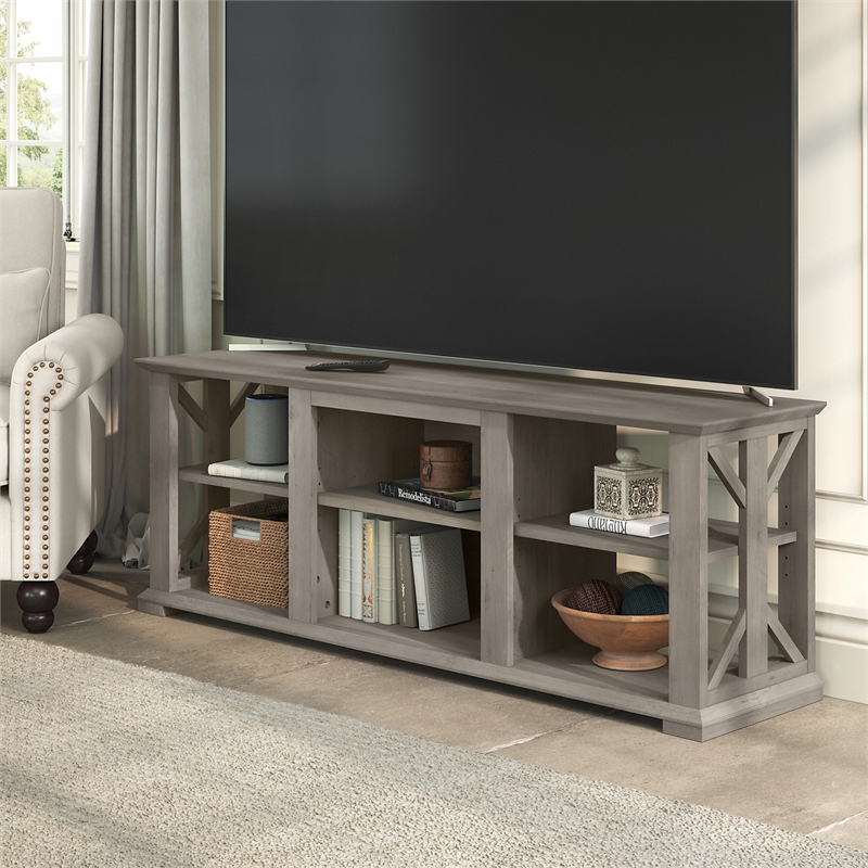 Homestead Farmhouse TV Stand for 70 Inch TV in Driftwood Gray - Engineered Wood