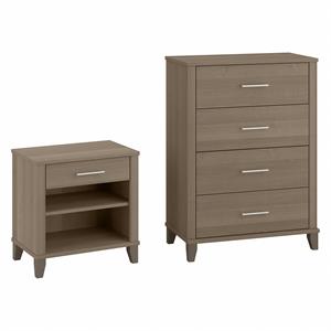 somerset chest of drawers and nightstand set in ash gray - engineered wood
